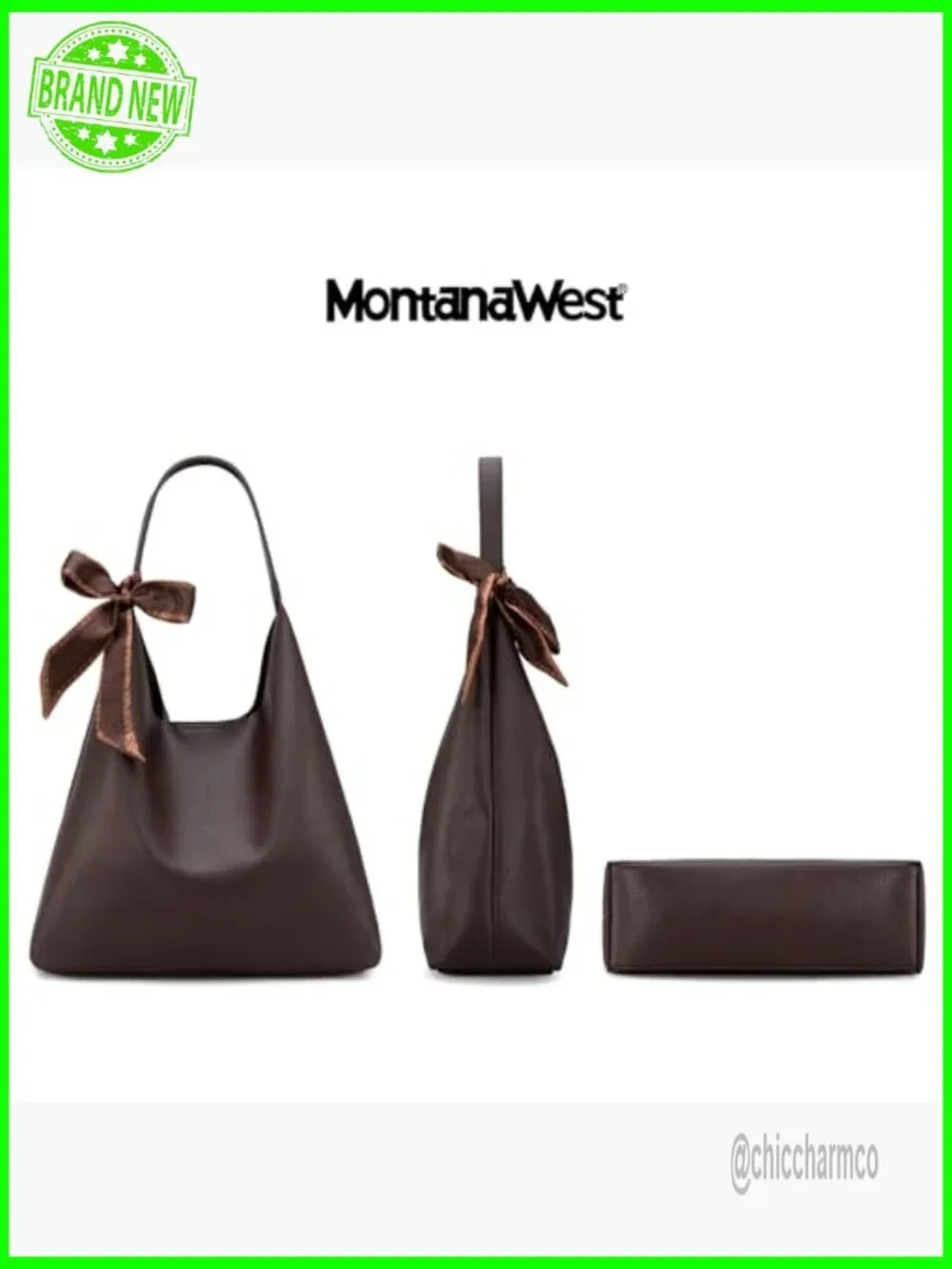 Slouchy Hobo Shoulder Bag Medium Vegan Leather with Scarf